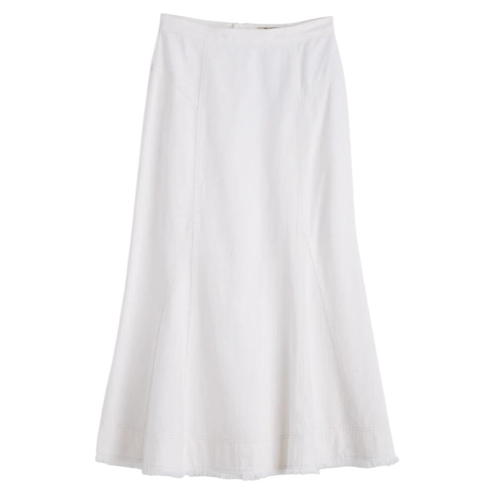 NWD Madewell Fluted Denim Midi Skirt Tile White Womens Size 23 - Picture 4 of 13